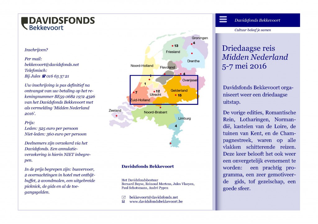 Flyer 3-Daagse reis Midden Nederland